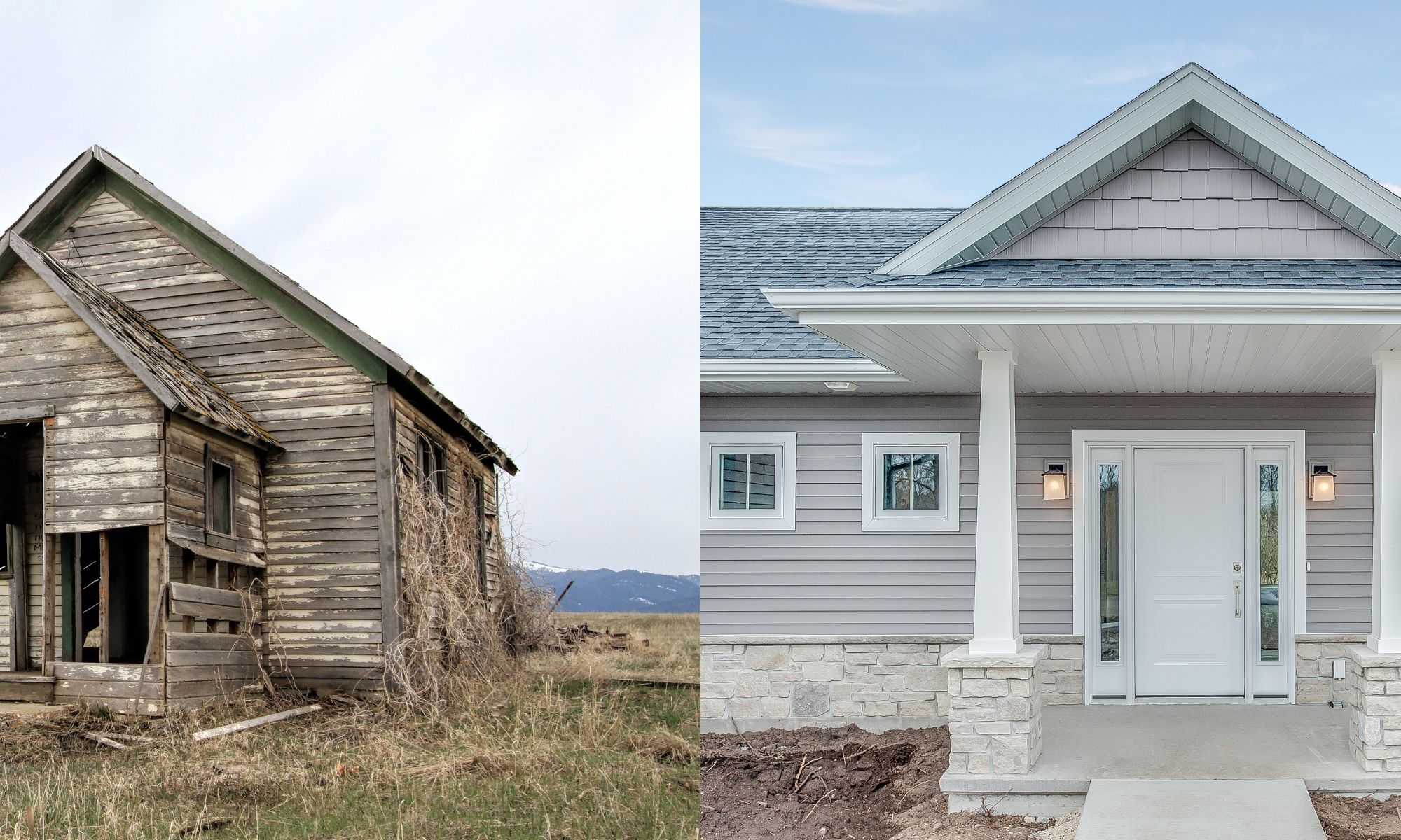 old and new houses